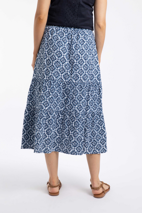 Weird Fish Harini Double Cloth Printed Midi Skirt Twilight 203982