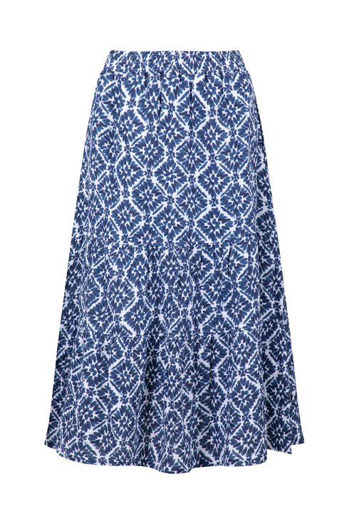 Weird Fish Harini Double Cloth Printed Midi Skirt Twilight 203982
