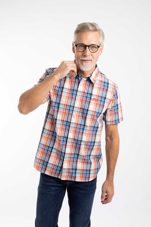 Weird Fish Judd Short Sleeve Check Shirt Light Cream Organic Cotton 204030