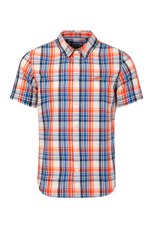 Weird Fish Judd Short Sleeve Check Shirt Light Cream Organic Cotton 204030