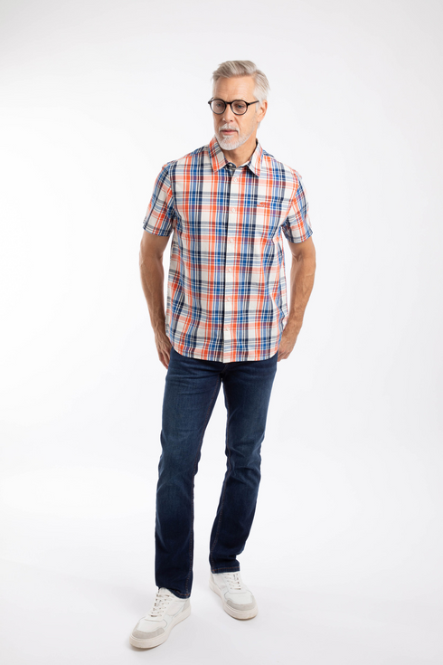 Weird Fish Judd Short Sleeve Check Shirt Light Cream Organic Cotton 204030