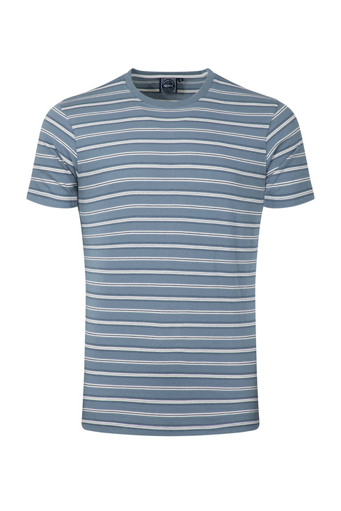 Weird Fish Jefferson Textured Stripe T-Shirt Blue Mirage 100% Cotton 204033