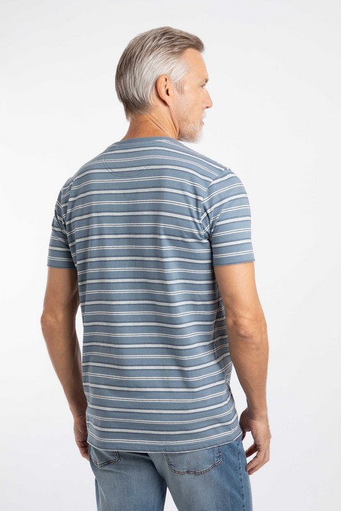 Weird Fish Jefferson Textured Stripe T-Shirt Blue Mirage 100% Cotton 204033