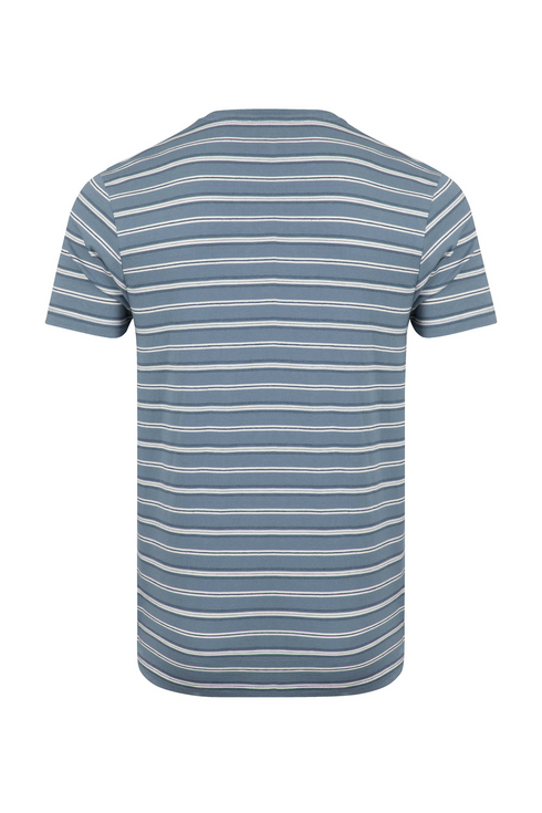 Weird Fish Jefferson Textured Stripe T-Shirt Blue Mirage 100% Cotton 204033
