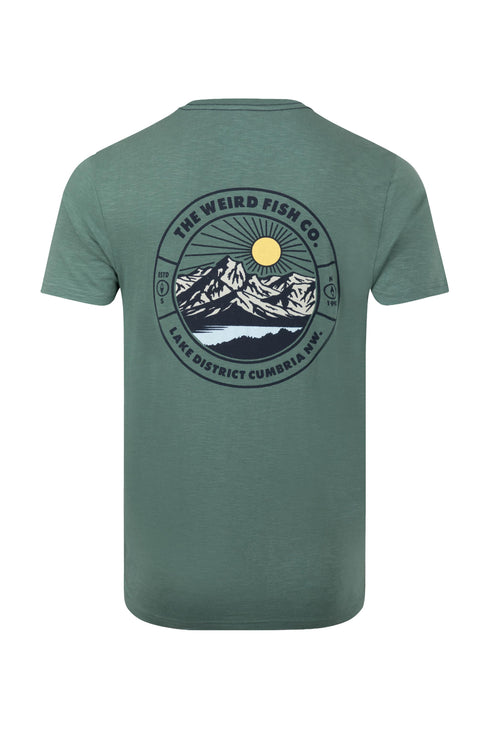 Weird Fish Mens Dusky Green Lake District Back Print Graphic T-Shirt 204034