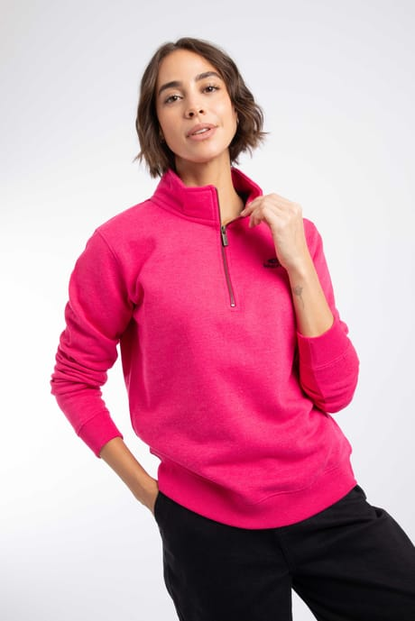 Weird Fish Avery 1/4 Zip Brushed Fleece Sweatshirt 204045 FOXGL - Foxglove Pink
