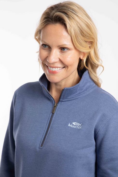 Weird Fish Avery Faded Blue 1/4 Zip Brushed Back Sweatshirt 204045