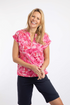 Weird Fish Alia Organic Cotton Printed Jersey Top - Hot Pink 204046