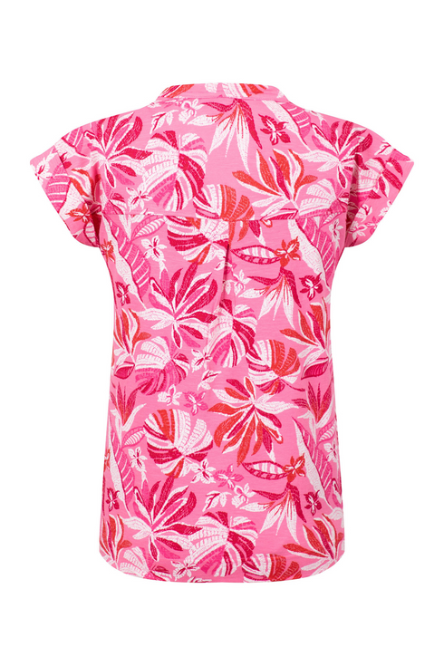 Weird Fish Alia Organic Cotton Printed Jersey Top - Hot Pink 204046