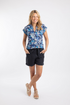 Weird Fish Alia Organic Cotton Printed Jersey Top - Blue Indigo 204046