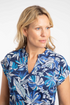 Weird Fish Alia Organic Cotton Printed Jersey Top - Blue Indigo 204046
