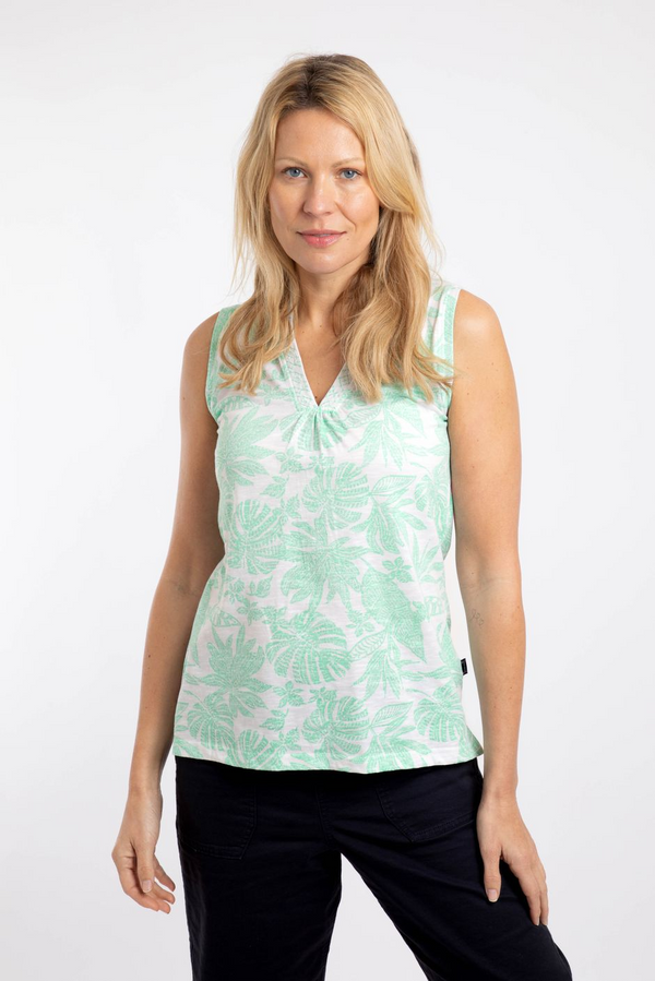 Weird Fish Nonno Printed Jersey Vest Apple Mint 204058