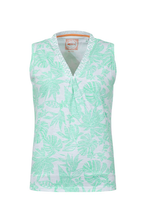 Weird Fish Nonno Printed Jersey Vest Apple Mint 204058