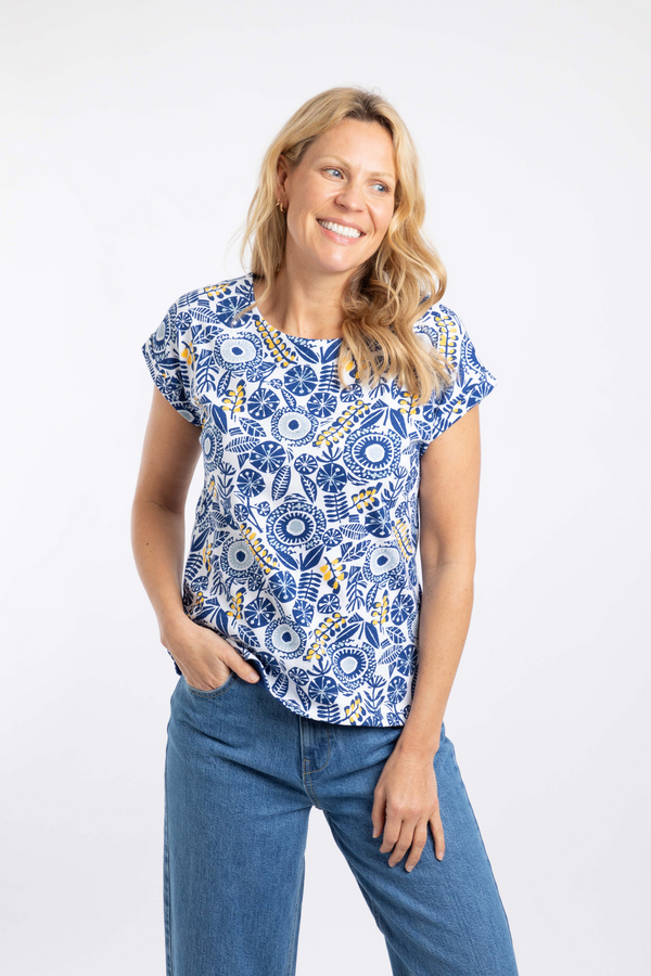 Weird Fish Paw Paw Blue Sapphire Printed Jersey T-Shirt - 204083
