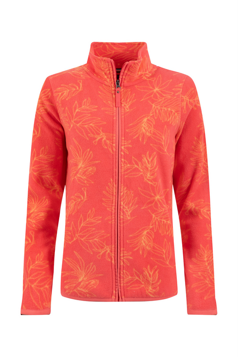 Weird Fish Rochelle Full Zip Printed Microfleece Flamingo Pink Brushed Fabric 204093