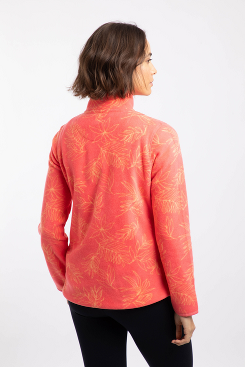Weird Fish Rochelle Full Zip Printed Microfleece Flamingo Pink Brushed Fabric 204093