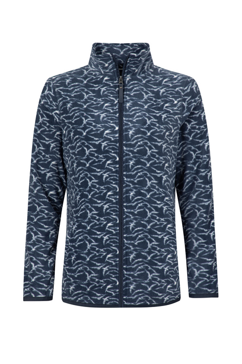 Weird Fish Rochelle Full Zip Printed Microfleece Night Blue Brushed Fabric 204093