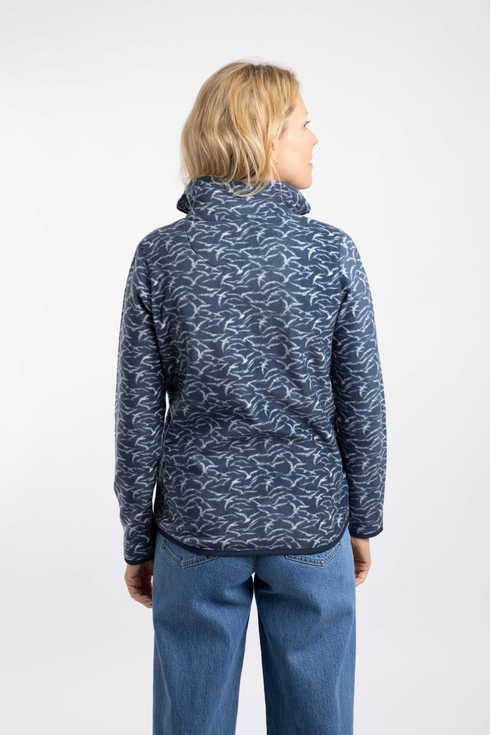 Weird Fish Rochelle Full Zip Printed Microfleece Night Blue Brushed Fabric 204093