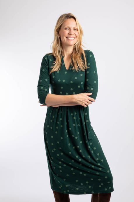 Weird Fish Isolde Printed Jersey Midi Dress 204300 - Bamboo Green