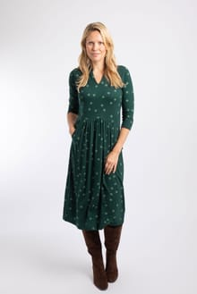 Weird Fish Isolde Printed Jersey Midi Dress 204300 - Bamboo Green