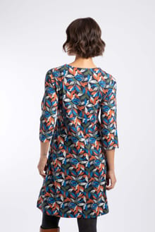 Weird Fish Starshine Printed Cotton Jersey Dress 204301 - Koi Orange