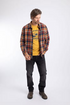 Weird Fish Broxton Long-Sleeve Herringbone Check Shirt 204347 - Dark Navy / Orange