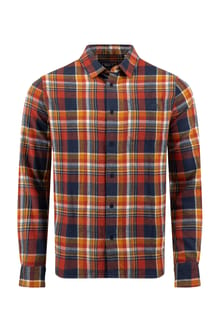 Weird Fish Broxton Long-Sleeve Herringbone Check Shirt 204347 - Dark Navy / Orange