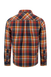 Weird Fish Broxton Long-Sleeve Herringbone Check Shirt 204347 - Dark Navy / Orange