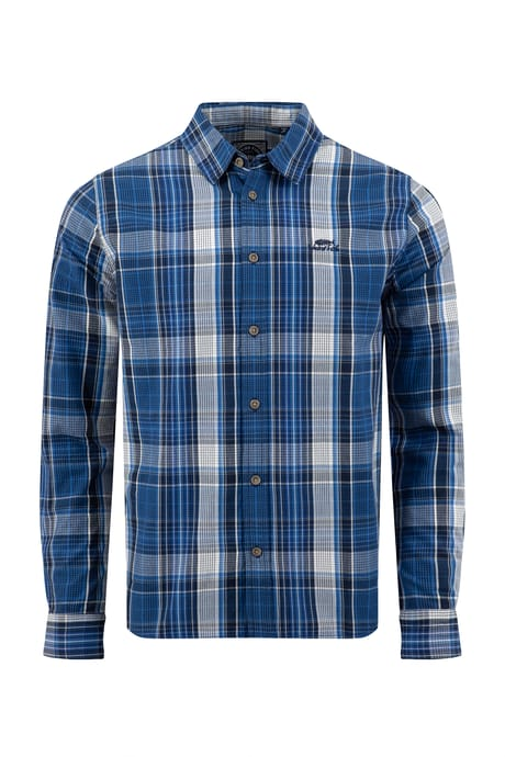 Weird Fish Lando Long Sleeve Cotton Check Shirt 204349 - Bright Navy