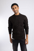 Weird Fish Alford Chunky Two-Tone Cable Knit Crew Neck Jumper 204354 HTCH - Hot Chocolate