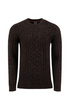 Weird Fish Alford Chunky Two-Tone Cable Knit Crew Neck Jumper 204354 HTCH - Hot Chocolate