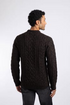 Weird Fish Alford Chunky Two-Tone Cable Knit Crew Neck Jumper 204354 HTCH - Hot Chocolate