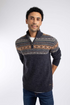 Weird Fish Larner 1/4 Zip Wool Blend Fair Isle Jumper 204355 MIDN - Midnight