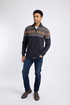Weird Fish Larner 1/4 Zip Wool Blend Fair Isle Jumper 204355 MIDN - Midnight