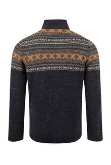 Weird Fish Larner 1/4 Zip Wool Blend Fair Isle Jumper 204355 MIDN - Midnight