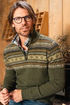 Weird Fish Larner 1/4 Zip Wool Blend Fair Isle Jumper 204355 WINGR - Winter Green