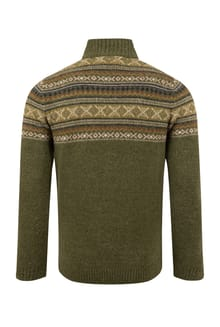 Weird Fish Larner 1/4 Zip Wool Blend Fair Isle Jumper 204355 WINGR - Winter Green