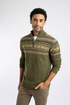 Weird Fish Larner 1/4 Zip Wool Blend Fair Isle Jumper 204355 WINGR - Winter Green