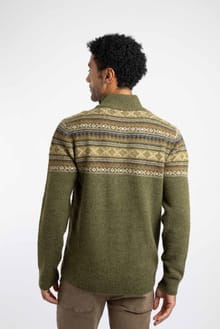 Weird Fish Larner 1/4 Zip Wool Blend Fair Isle Jumper 204355 WINGR - Winter Green