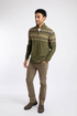 Weird Fish Larner 1/4 Zip Wool Blend Fair Isle Jumper 204355 WINGR - Winter Green