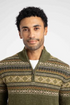 Weird Fish Larner 1/4 Zip Wool Blend Fair Isle Jumper 204355 WINGR - Winter Green