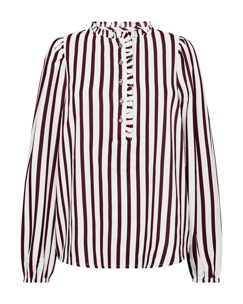 FreeQuent Ladies FQNOTO Striped Blouse 204913 - Bordeaux & Off-White