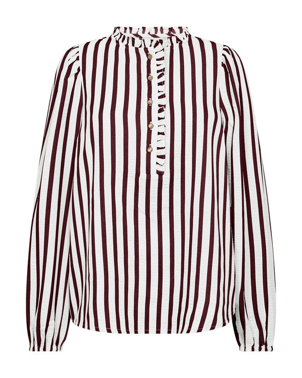 FreeQuent Ladies FQNOTO Striped Blouse 204913 - Bordeaux & Off-White