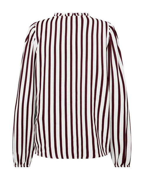 FreeQuent Ladies FQNOTO Striped Blouse 204913 - Bordeaux & Off-White