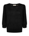 Freequent FQGLITTA Shimmer Metallic 3/4 Sleeve Pleated Jumper 205244 BK - Black
