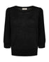 Freequent FQGLITTA Shimmer Metallic 3/4 Sleeve Pleated Jumper 205244 BK - Black