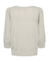 Freequent FQGLITTA Shimmer Metallic 3/4 Sleeve Pleated Jumper 205244MB - Moonbeam Beige