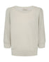 Freequent FQGLITTA Shimmer Metallic 3/4 Sleeve Pleated Jumper 205244MB - Moonbeam Beige
