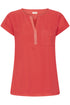 Fransa FRZawov Blouse Hibiscus Red Short Sleeve V-Notch Neck 20603737
