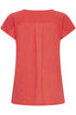 Fransa FRZawov Blouse Hibiscus Red Short Sleeve V-Notch Neck 20603737